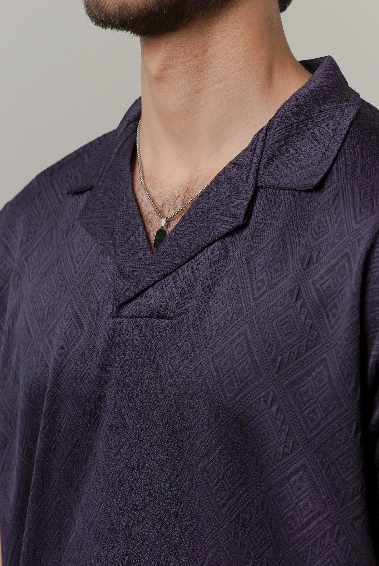 Cuban Collar Polo - Navy Blue - Mendeez