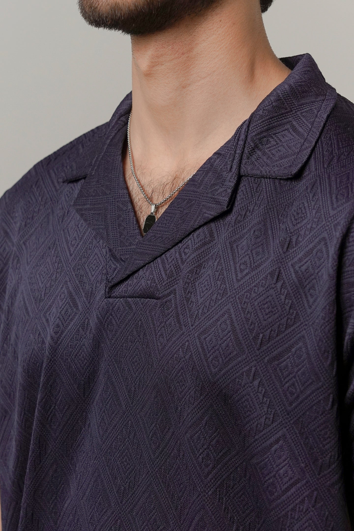 Cuban Collar Polo - Navy Blue - Mendeez