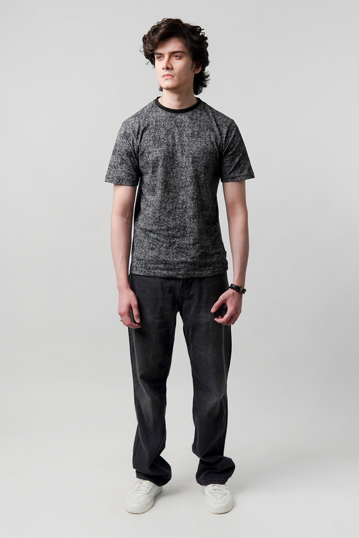 Printed T-Shirt - Black & Grey - Mendeez