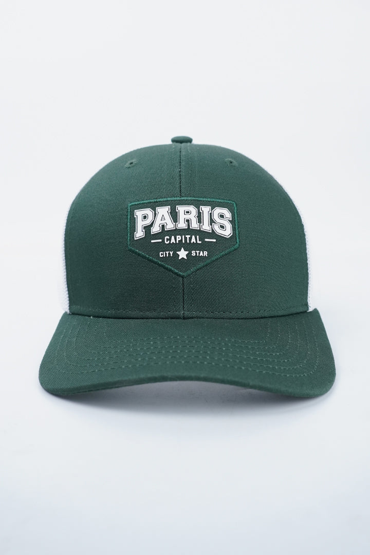 Paris Capital Trucker Cap - Dark Green-1-MENDEEZ