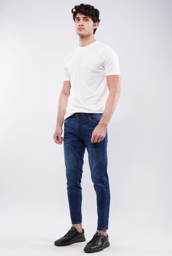 Crop Fit Denim - Navy Blue - Mendeez