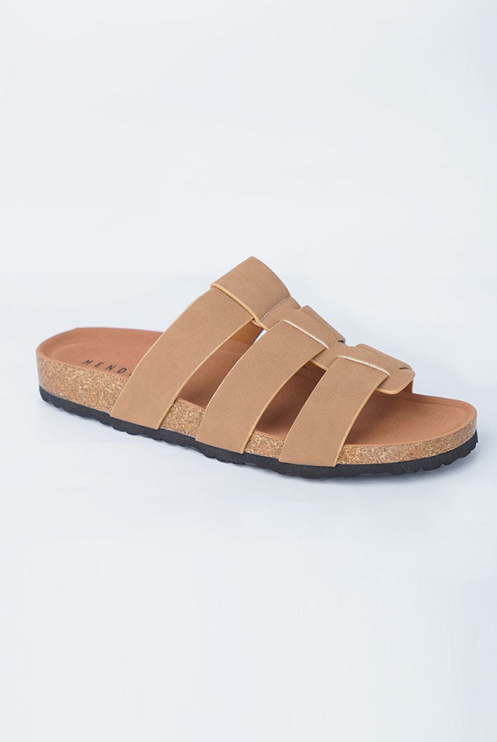 Multi-Strap Gladiator Slides - Camel Tan - Mendeez