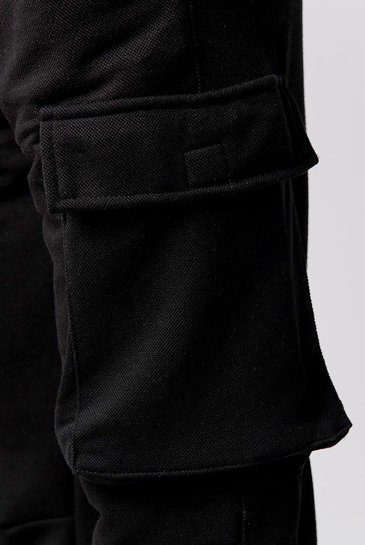 Knit Cargo Trouser- Black - Mendeez