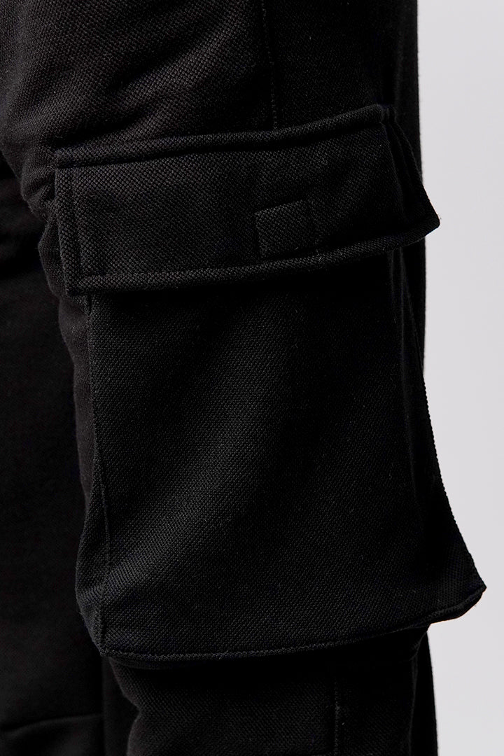 Knit Cargo Trouser- Black - Mendeez