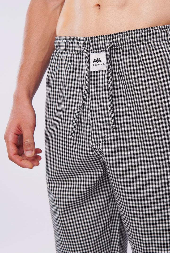 Check Woven Pajamas - Black Micro - Mendeez