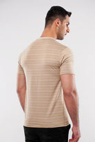 Striped Pocket T-Shirt - Sand - Mendeez