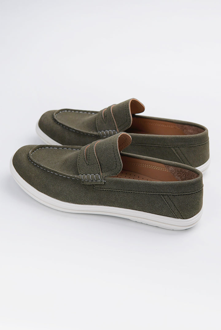 Slip On Suede Loafers - Green - Mendeez