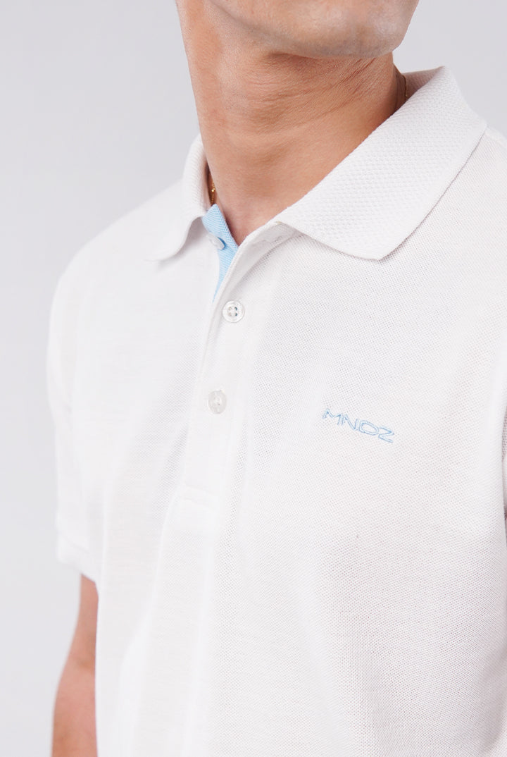 MNDZ Signature Polo Shirt - White - Mendeez