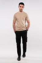 Striped Pocket T-Shirt - Sand - Mendeez