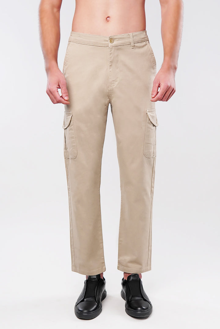 Straight Cargo Pants - Beige - Mendeez