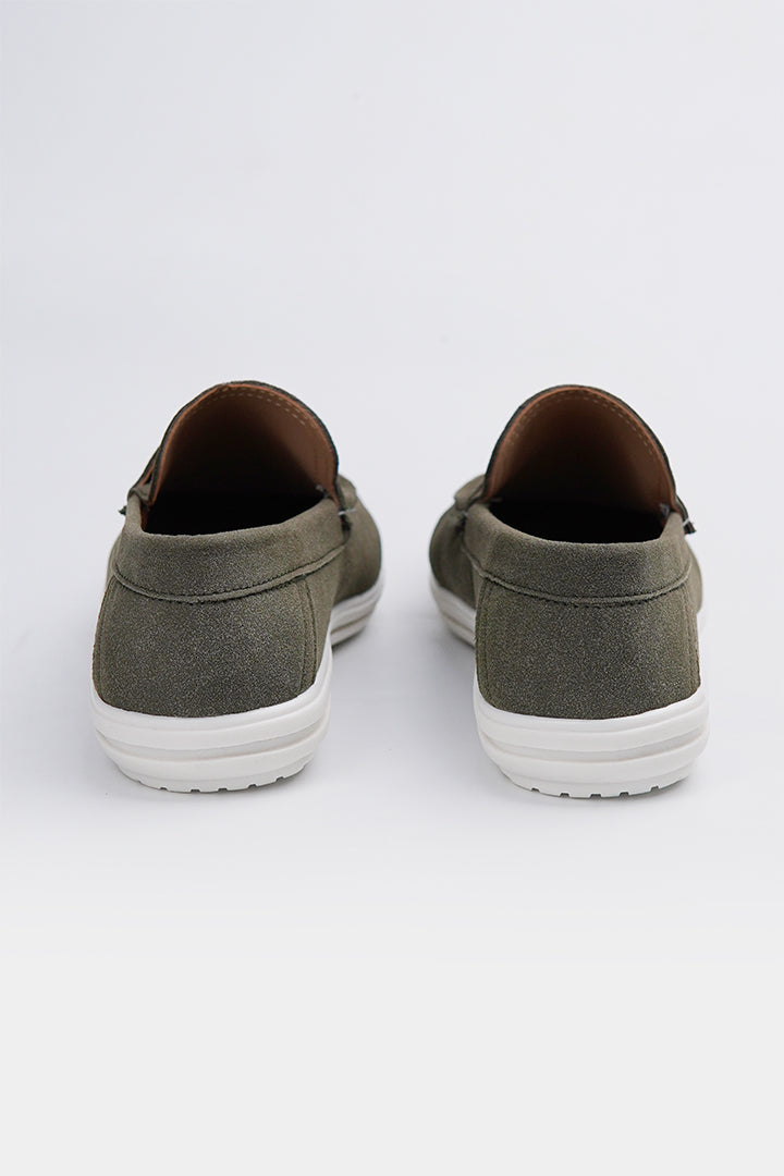 Slip On Suede Loafers - Green - Mendeez