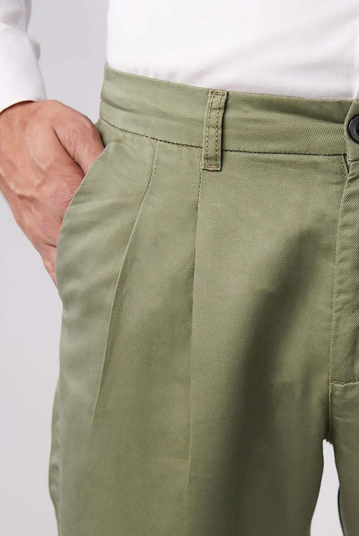 Pleated Pant - OLIVE - Mendeez PK