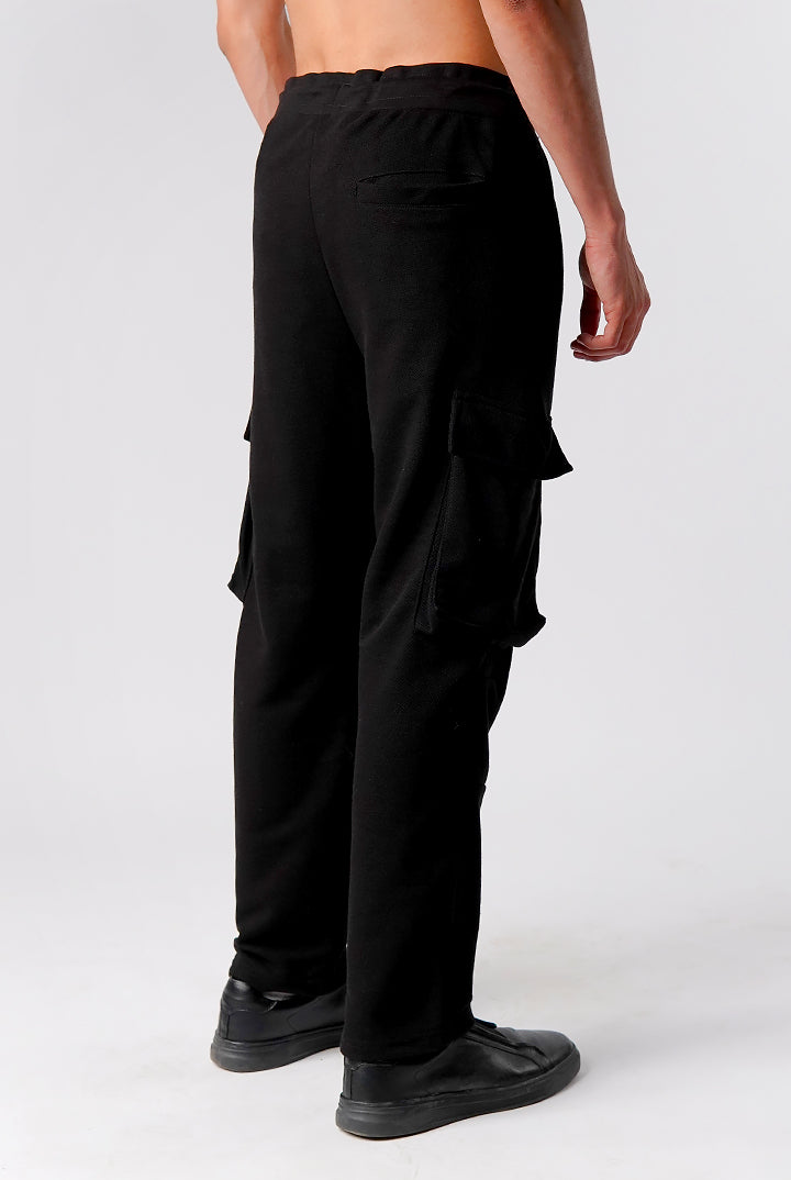 Knit Cargo Trouser- Black - Mendeez