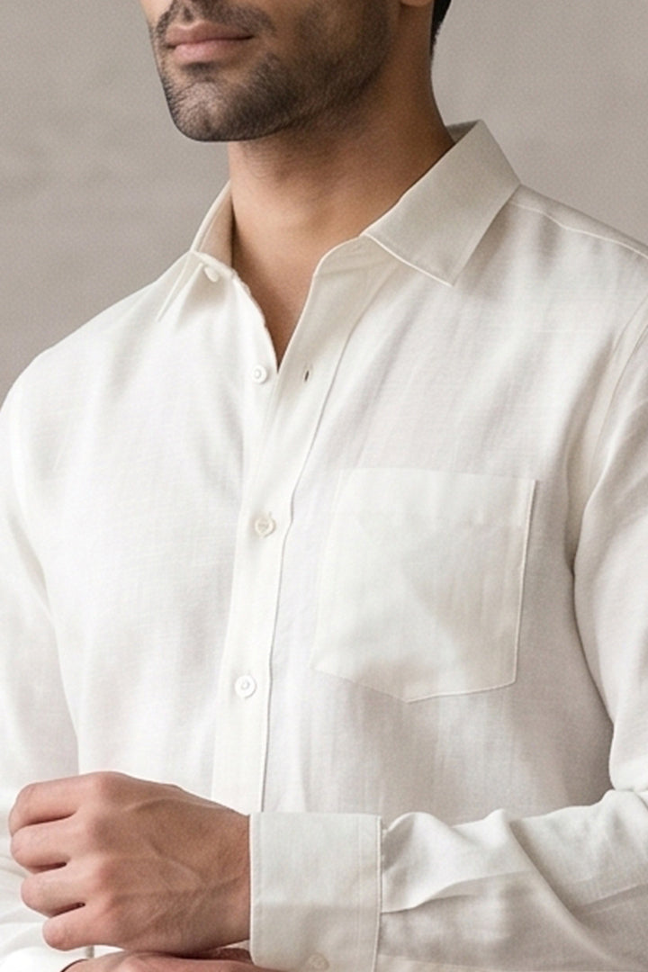 Linen Shirt - Off White - Mendeez