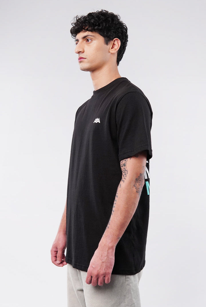 Printed Oversized T-Shirt - Black - Mendeez