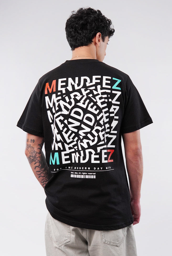 Printed Oversized T-Shirt - Black - Mendeez