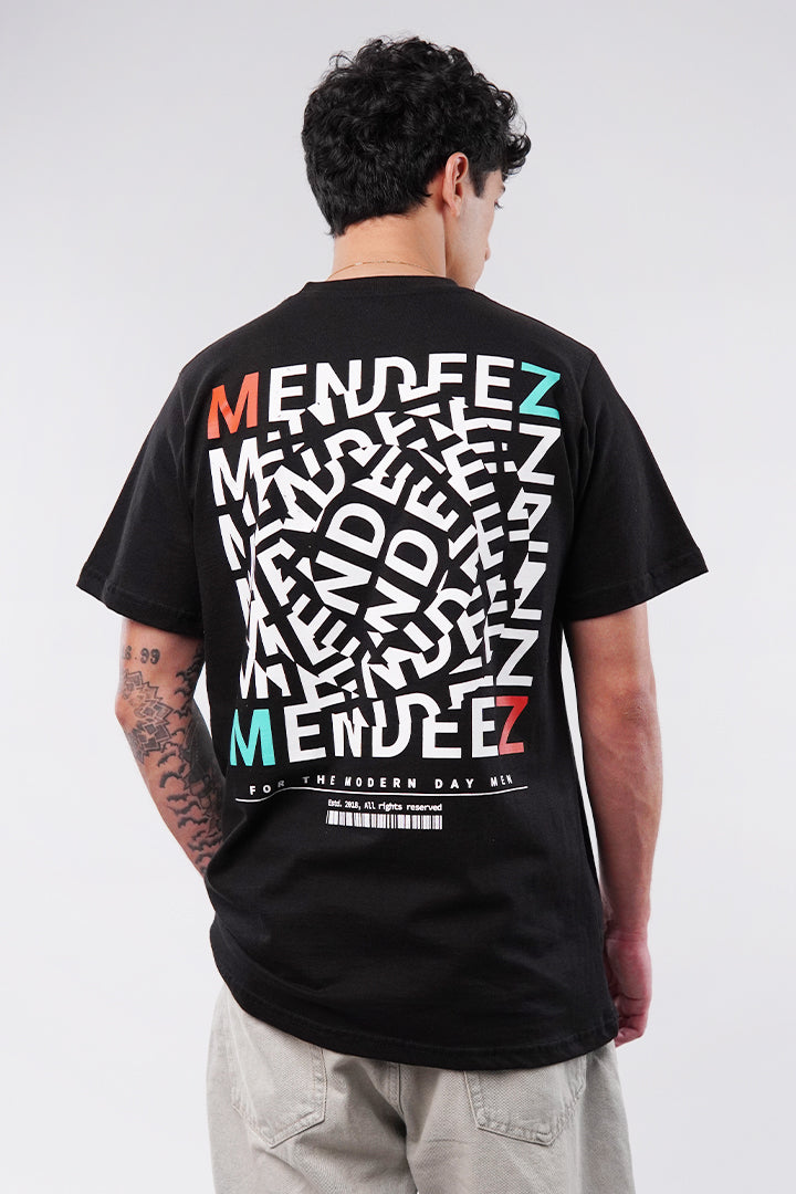 Printed Oversized T-Shirt - Black - Mendeez