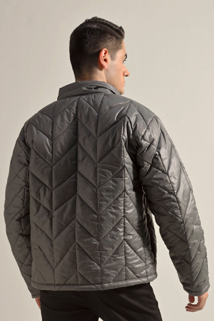 Quilted Puffer Jacket - Grey - Mendeez