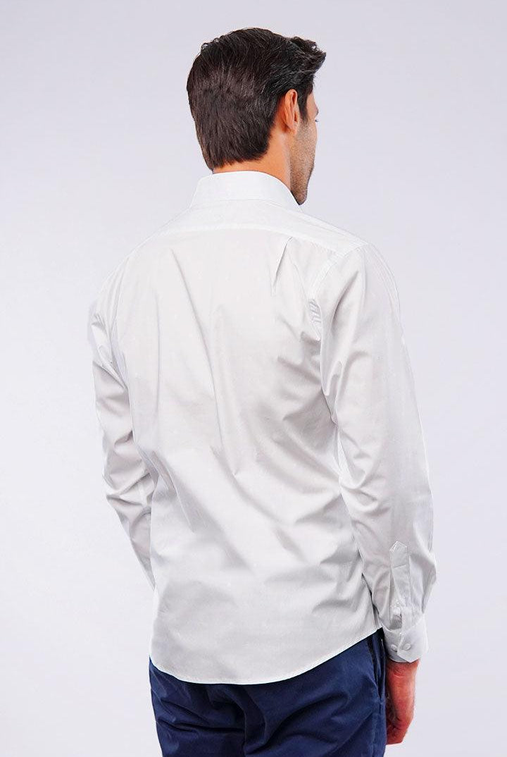Self Texture Yarn-Dyed Shirt - White - Mendeez