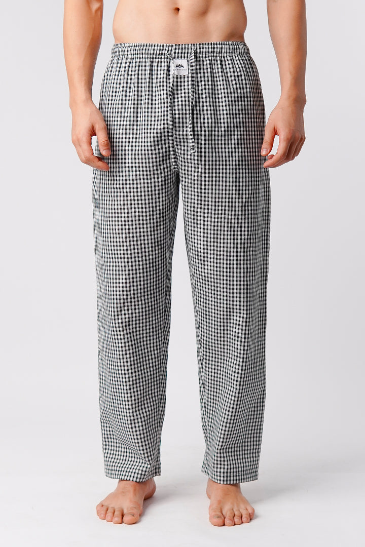 Check Woven Pajamas - Black & White - Mendeez