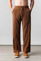 Textured Pintex Trouser - Brown - Mendeez