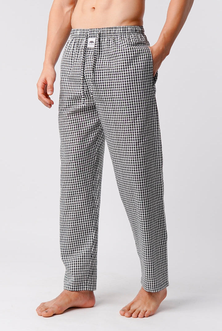 Check Woven Pajamas - Black & White - Mendeez