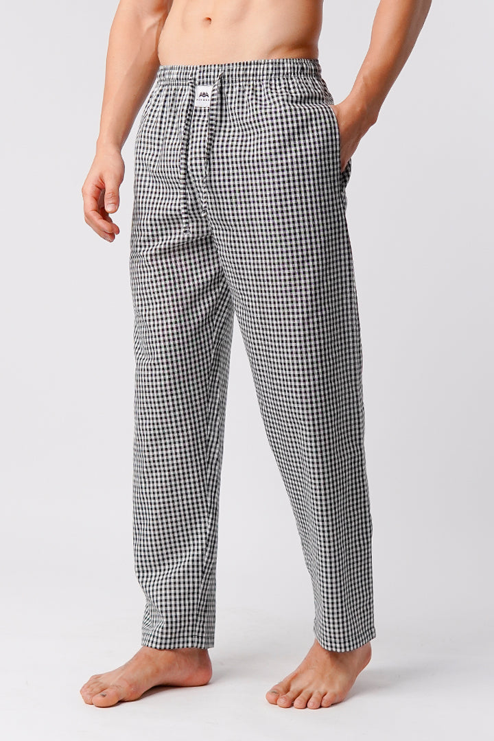 Check Woven Pajamas - Black & White - Mendeez
