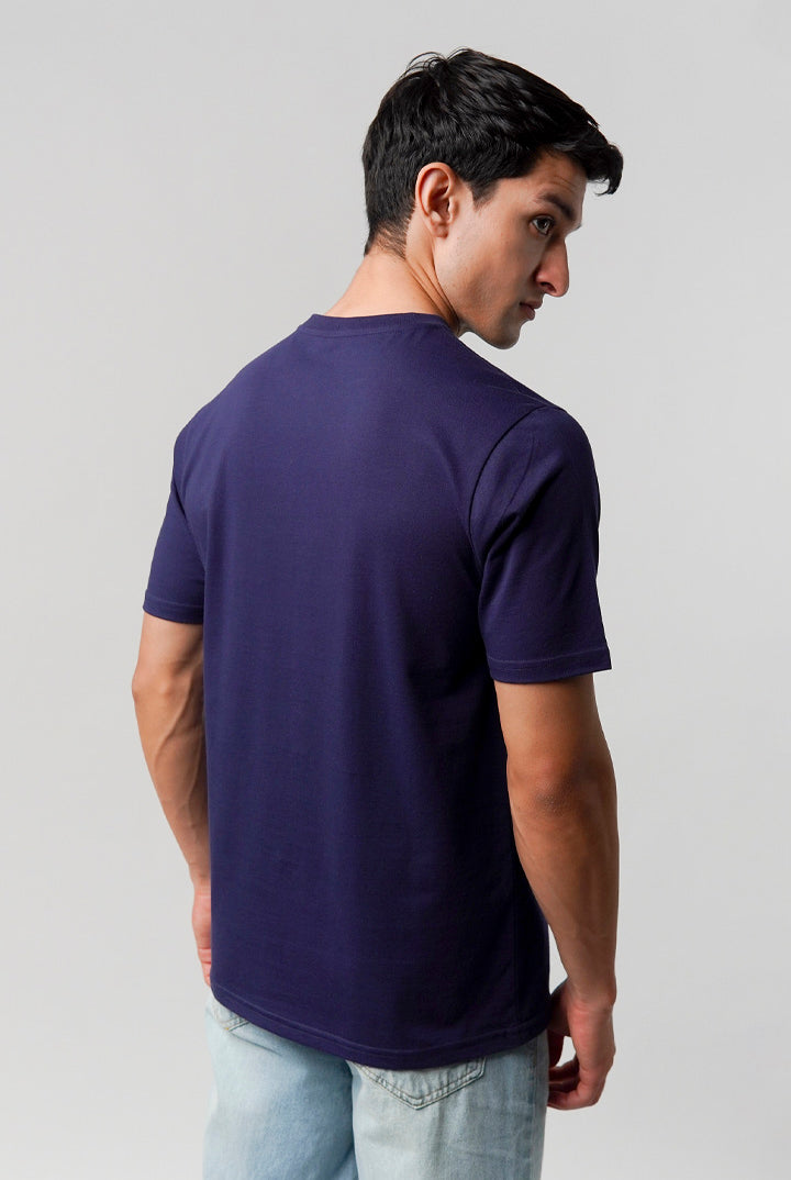 Regular Fit Henley T-Shirt - Navy Blue - Mendeez