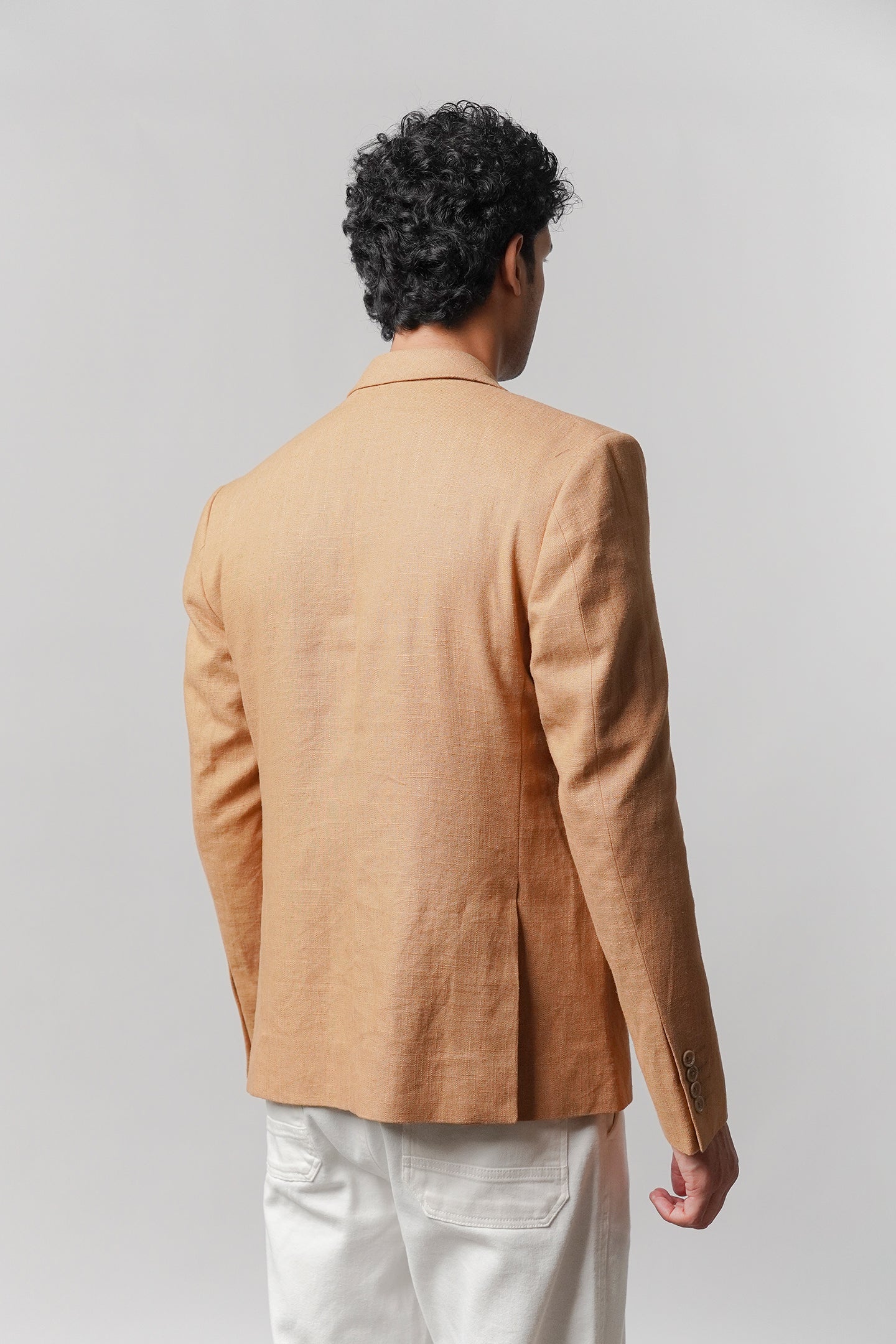 Linen Blazer - Brown - Mendeez