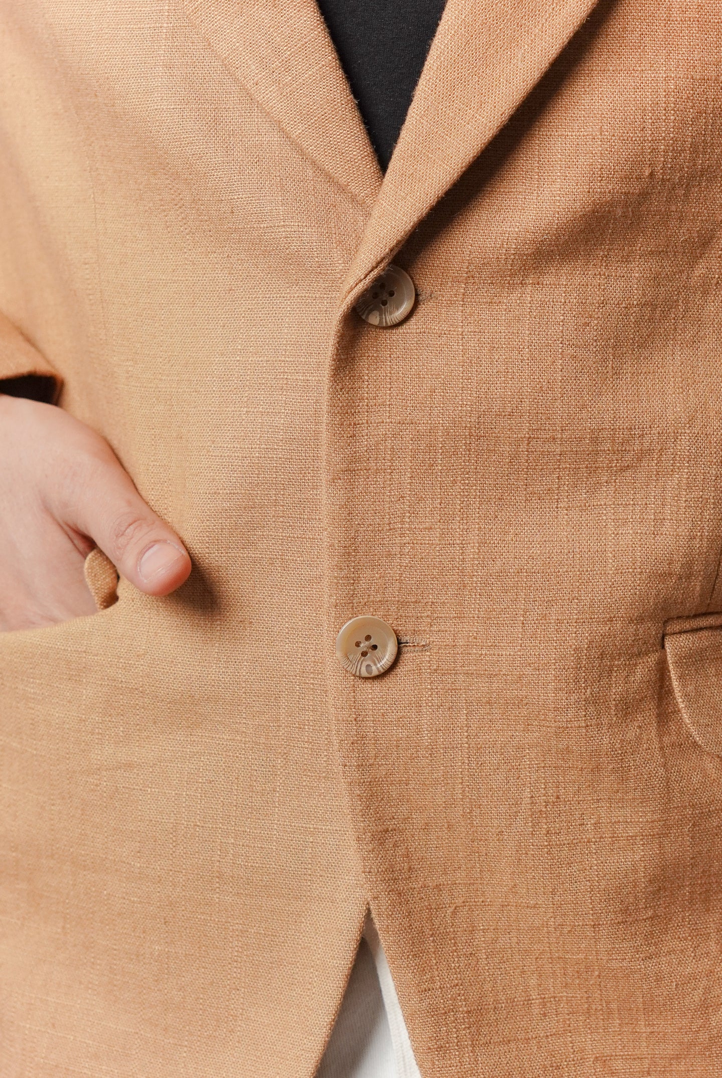 Linen Blazer - Brown - Mendeez