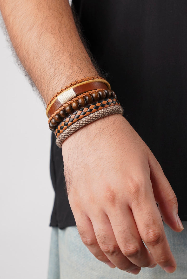 Adjustable Braided Bracelet - Brown - Mendeez