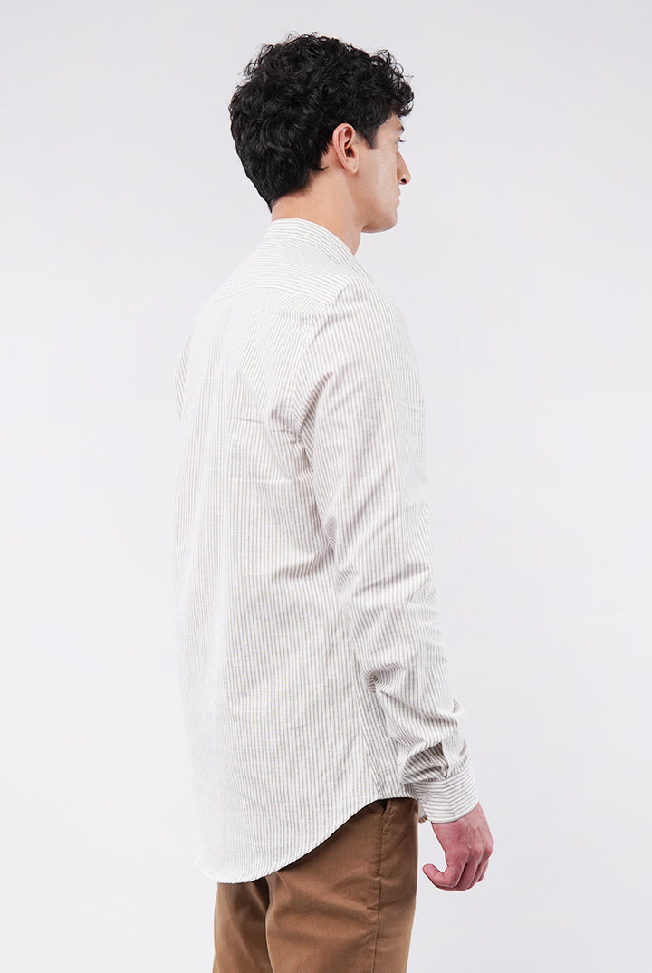 Striped Linen Shirt - Cream - Mendeez