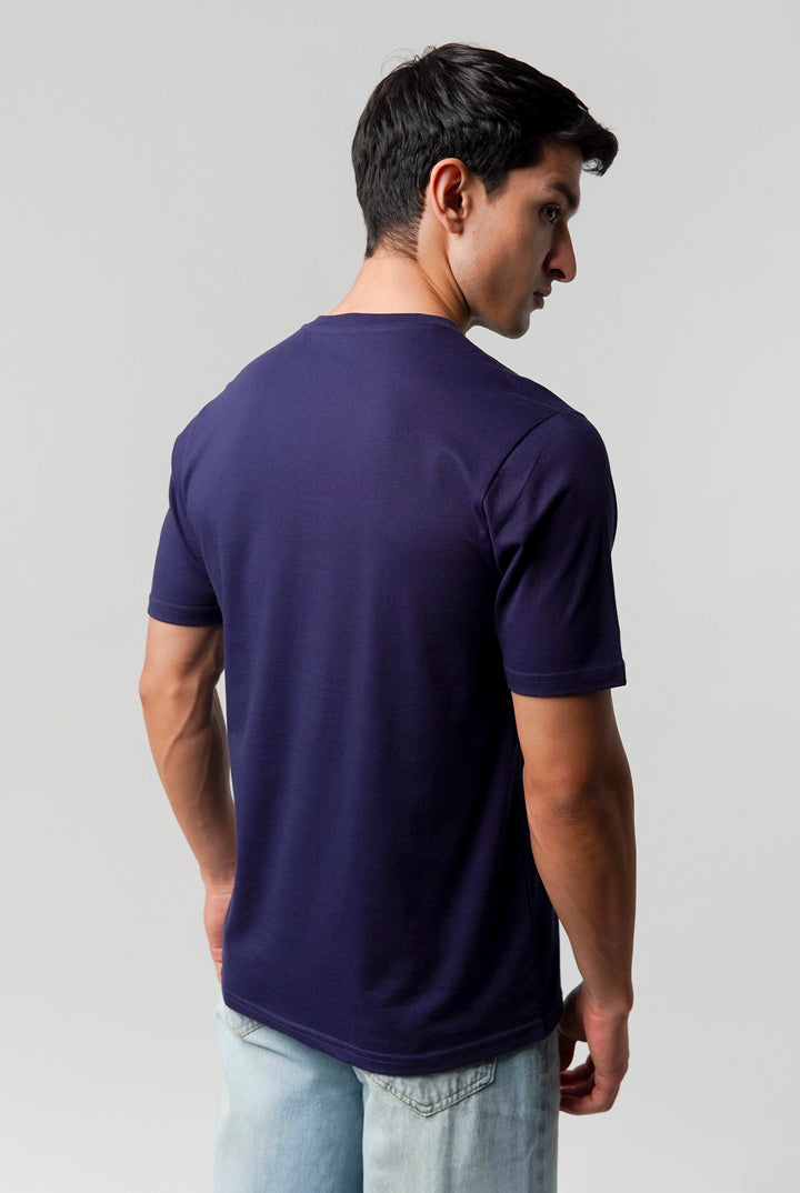 Regular Fit V-Neck T-Shirt - Navy Blue - Mendeez