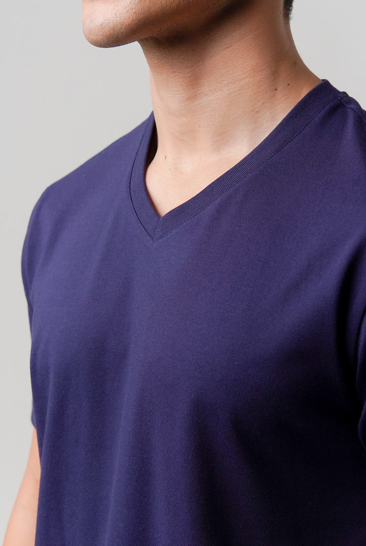 Regular Fit V-Neck T-Shirt - Navy Blue - Mendeez