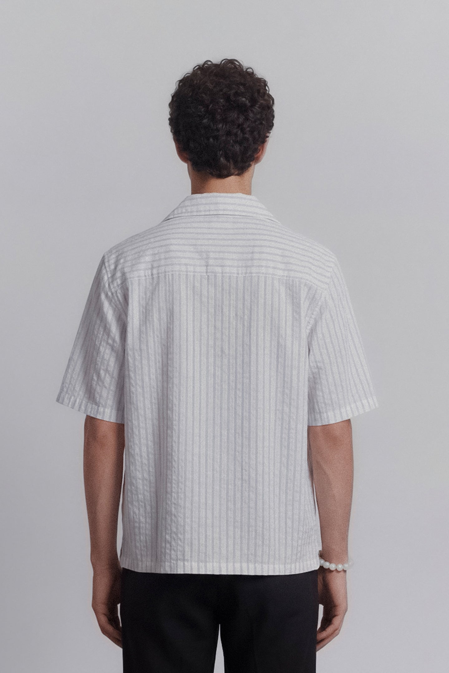 Seersucker Half Sleeves Shirt - White - Mendeez
