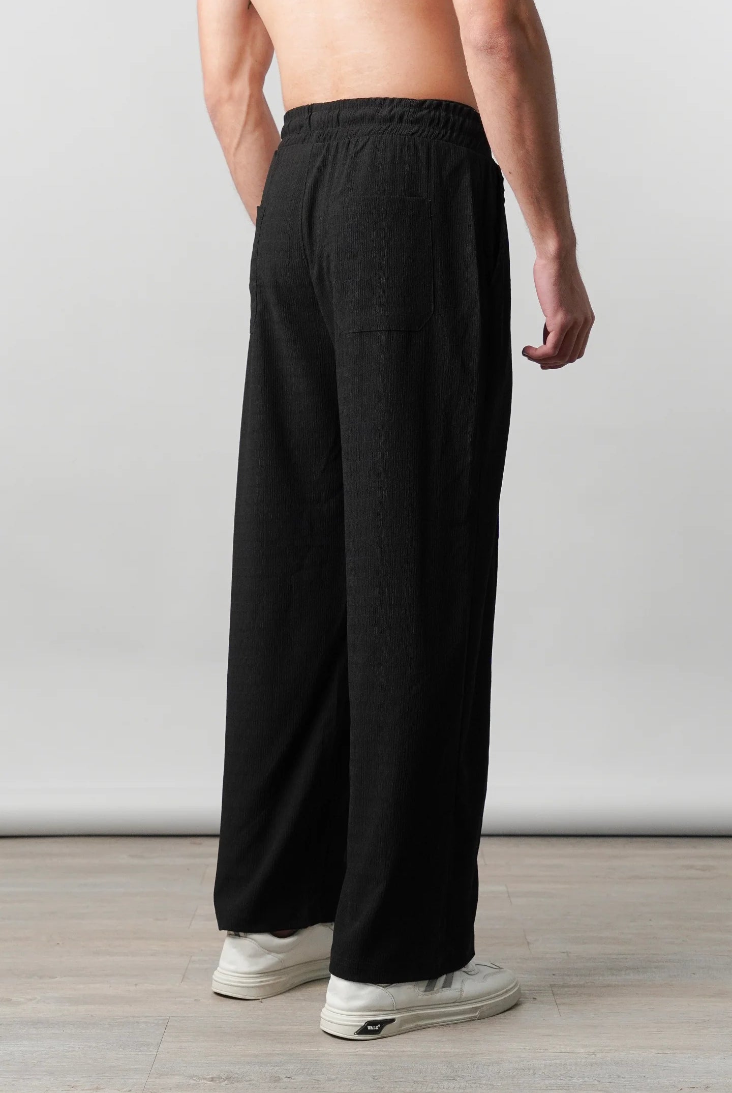 Textured Pintex Trouser - Black - Mendeez