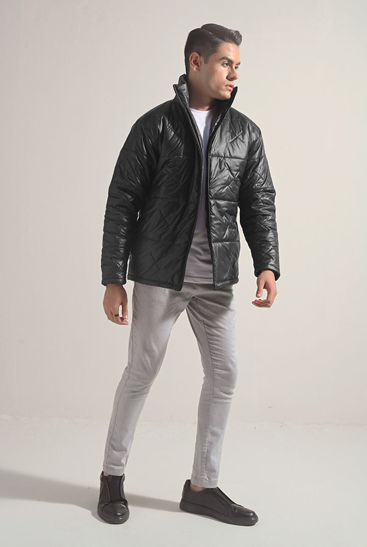 Quilted Puffer Jacket - Black - Mendeez