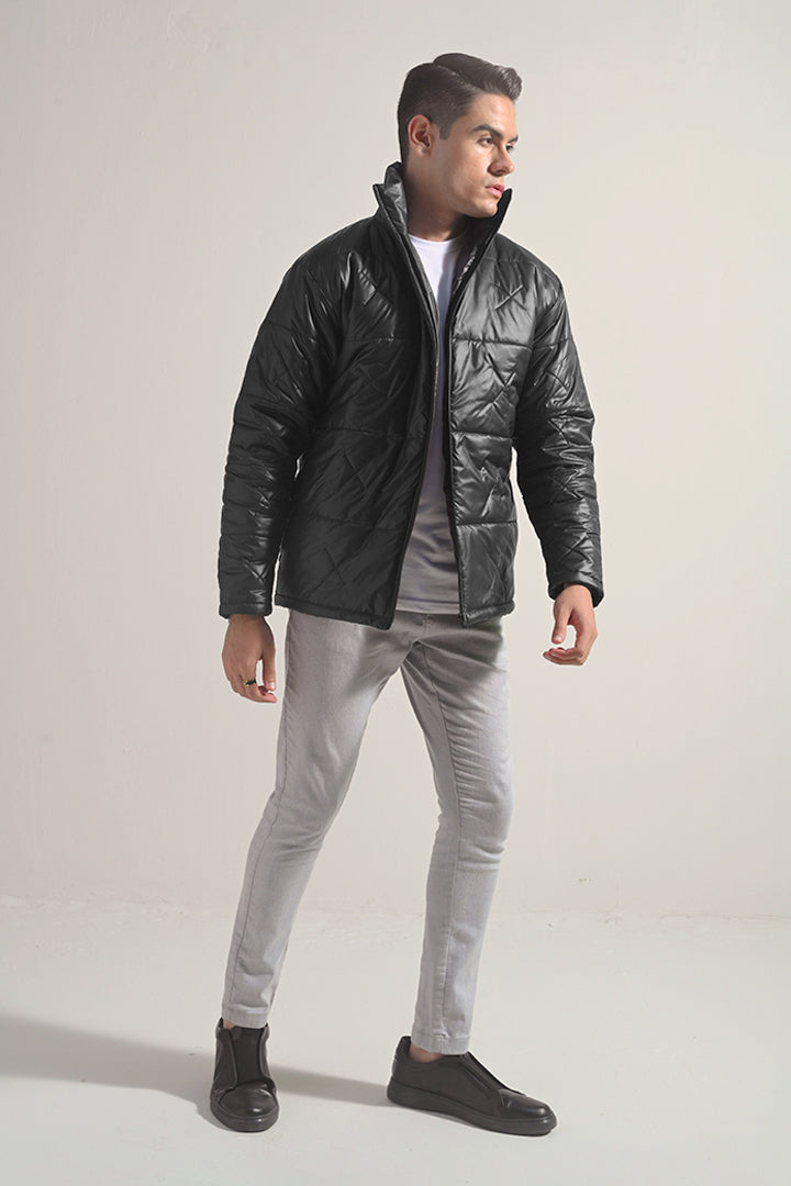 Quilted Puffer Jacket - Black - Mendeez