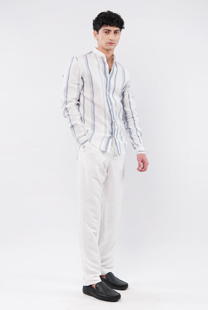 Striped Linen Shirt - Multicolor - Mendeez