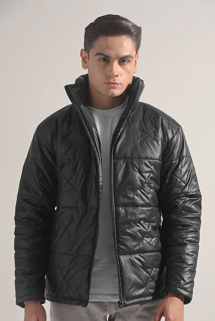 Quilted Puffer Jacket - Black - Mendeez