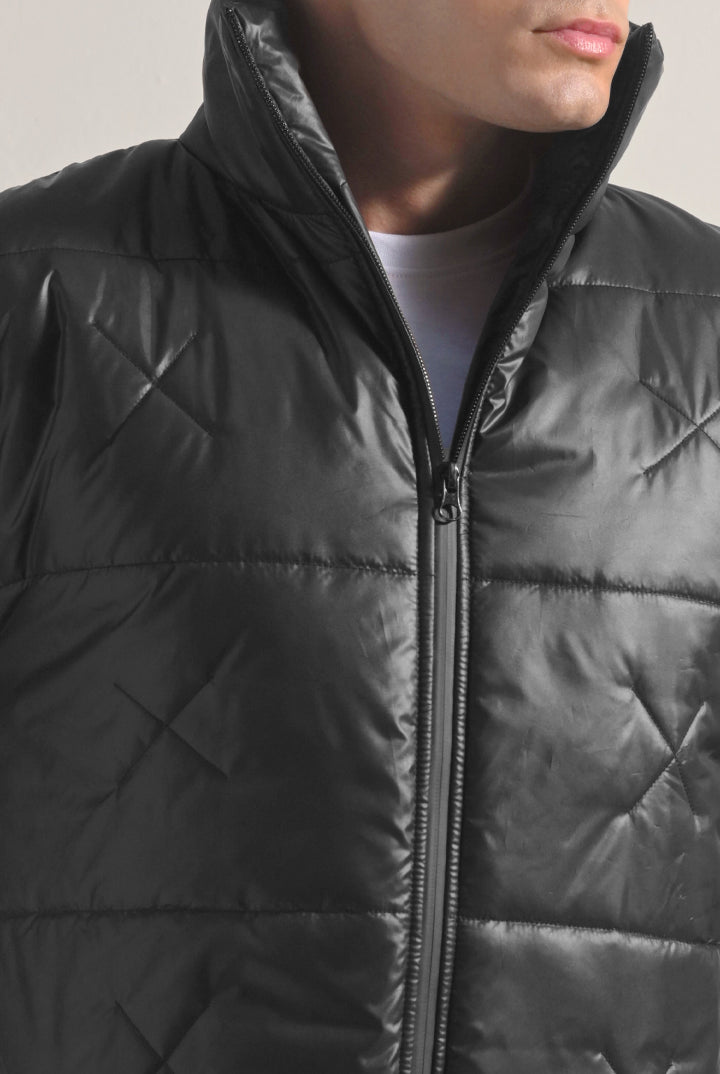 Quilted Puffer Jacket - Black - Mendeez