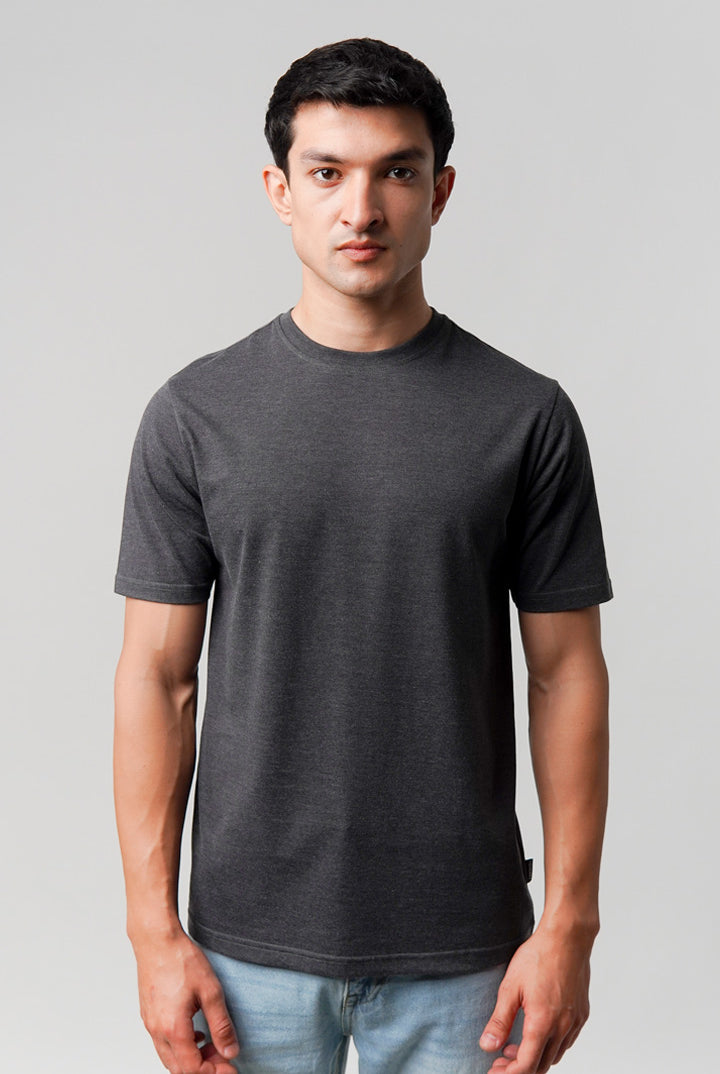 Regular Fit Crew Neck T-Shirt - Charcoal Grey - Mendeez
