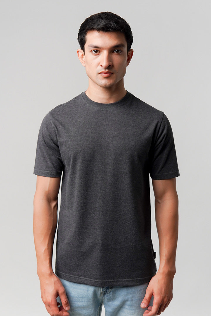 Regular Fit Crew Neck T-Shirt - Charcoal Grey - Mendeez