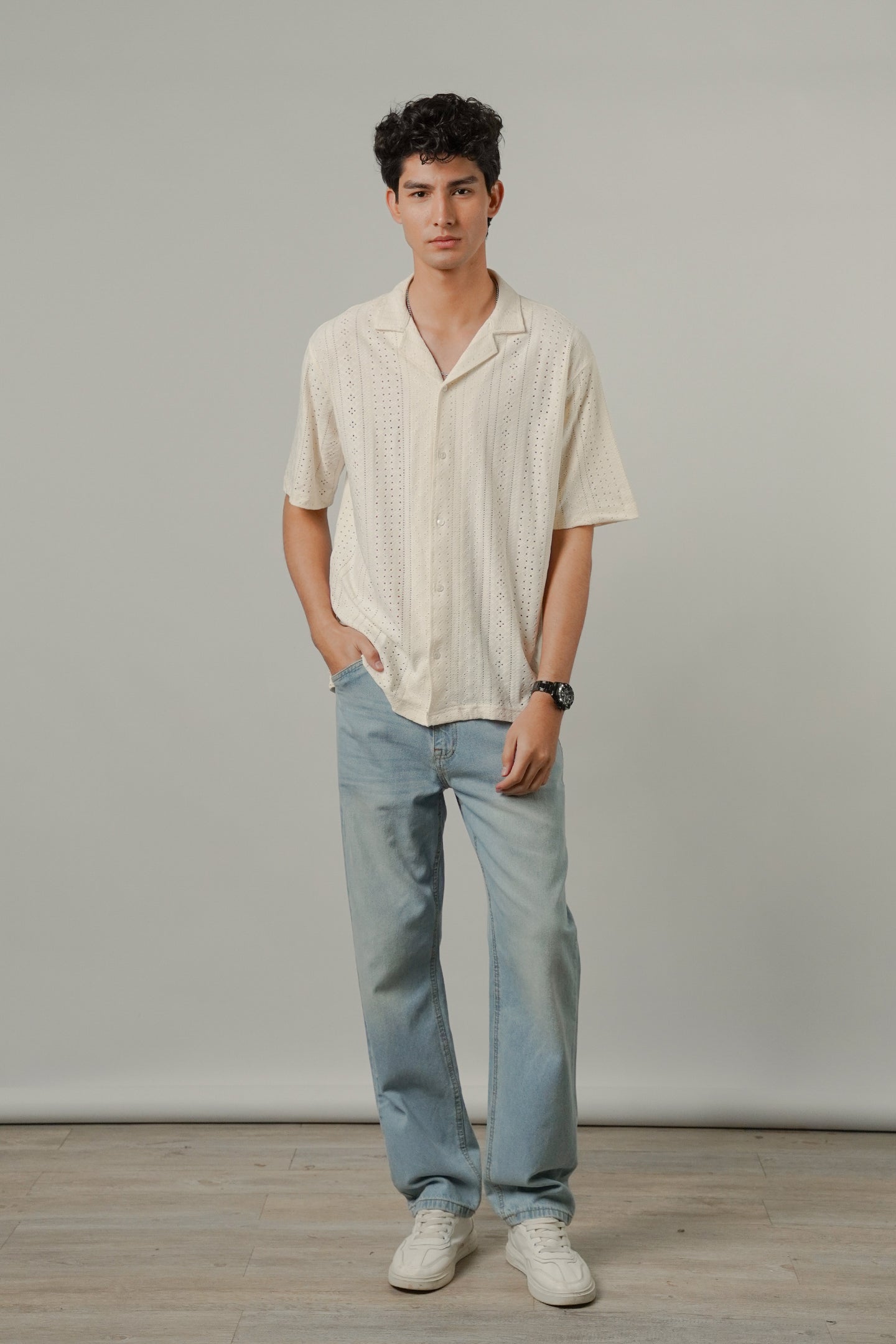 Burnout Cuban Shirt - Cream - Mendeez