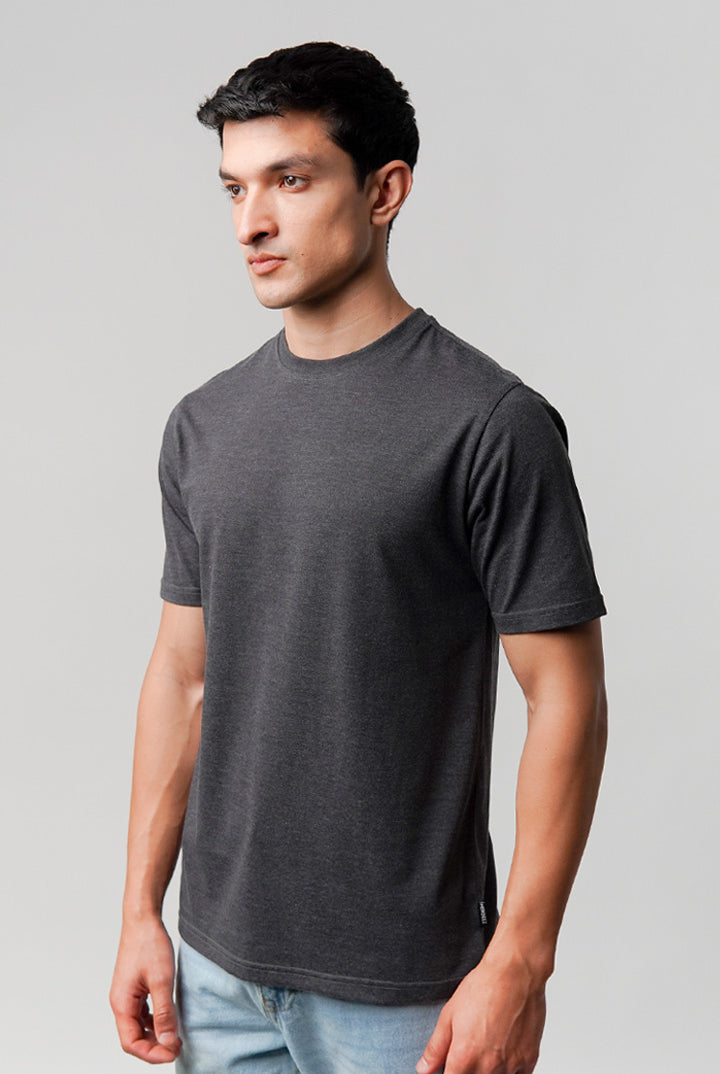 Regular Fit Crew Neck T-Shirt - Charcoal Grey - Mendeez