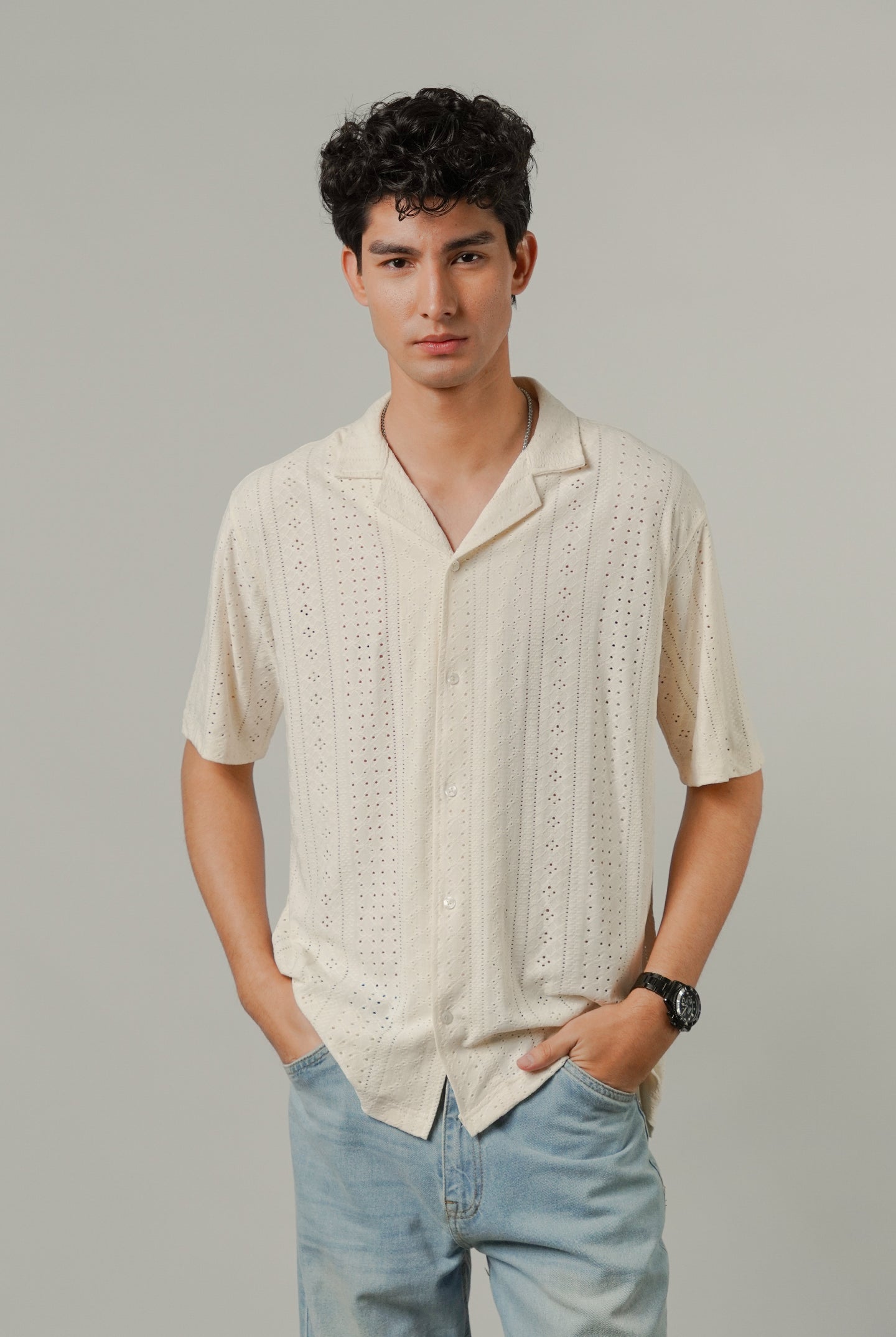 Burnout Cuban Shirt - Cream - Mendeez