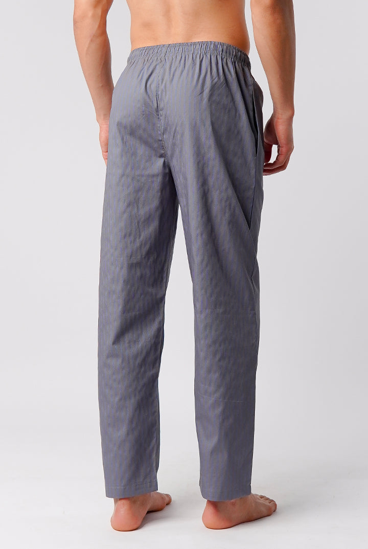 Striped Woven Pajamas - Dark Grey & Blue - Mendeez