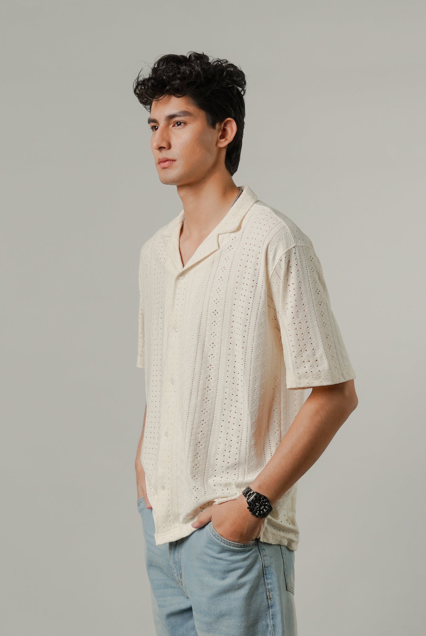Burnout Cuban Shirt - Cream - Mendeez