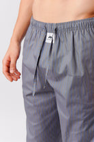 Striped Woven Pajamas - Dark Grey & Blue - Mendeez