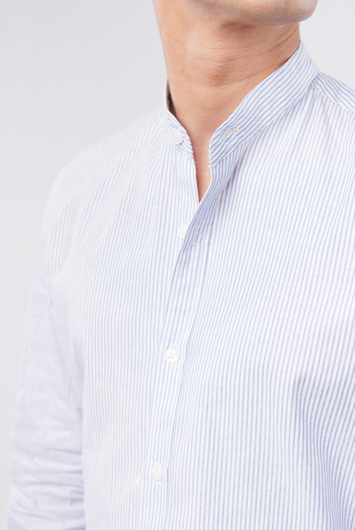 Striped Linen Shirt - Blue & White - Mendeez